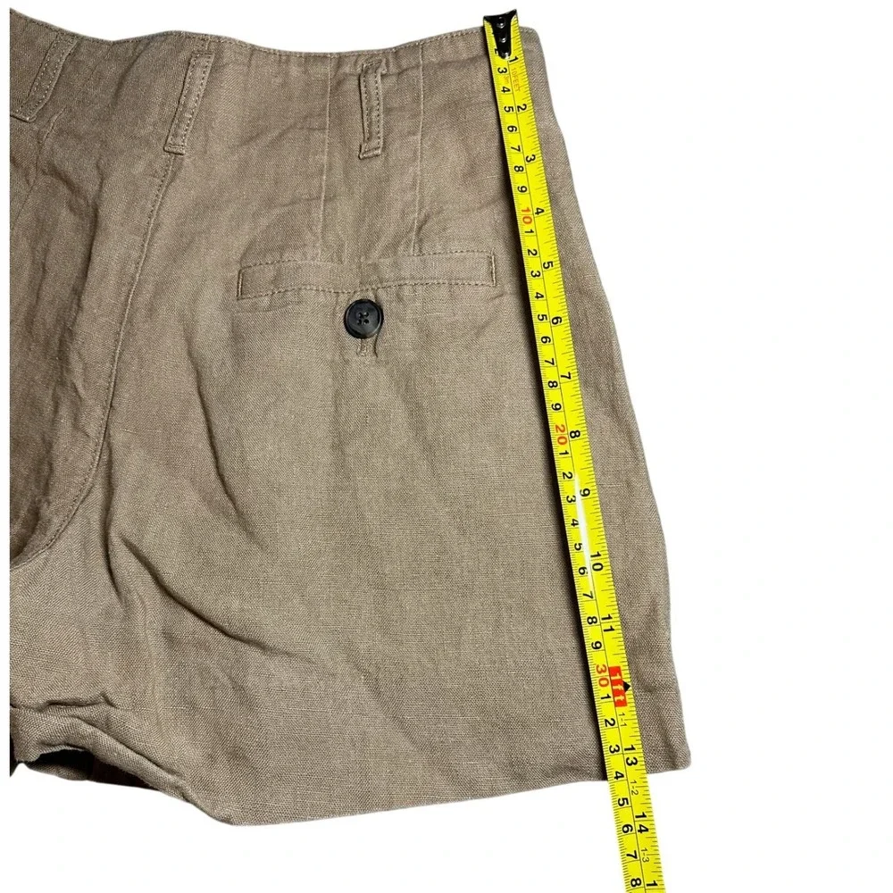 Banana Republic Petite Khaki Tan 100% Linen Pleated High Rise Shorts Women 00P - Picture 7 of 9